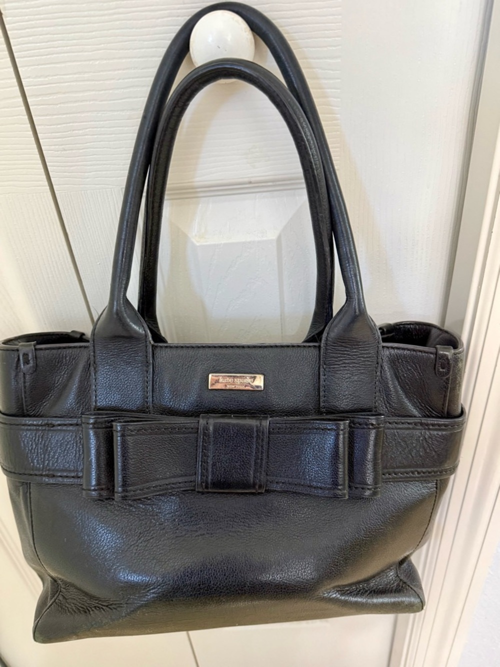 kate spade Black Leather Bow-Accent Tote